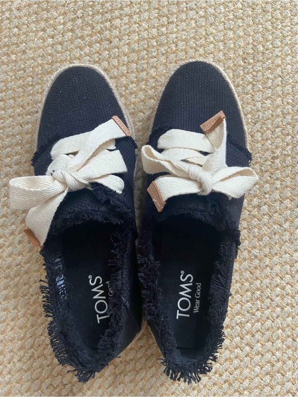 Toms Black Carolina Lace-Up Espadrille Size 7.5